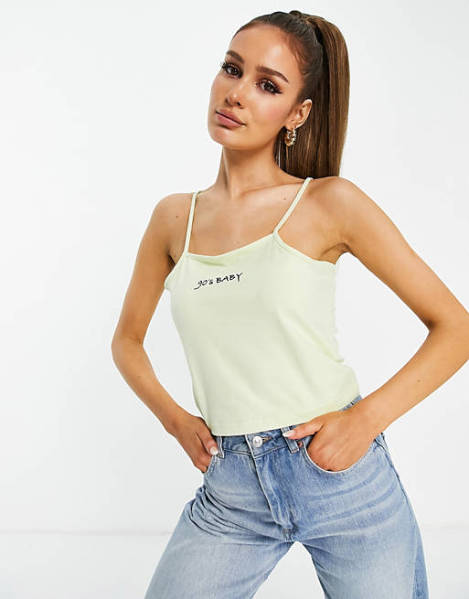 Threadbare 90s baby crop top co-ord in lime