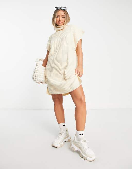 Threadbare Aaliyah turtleneck midi dress in stone