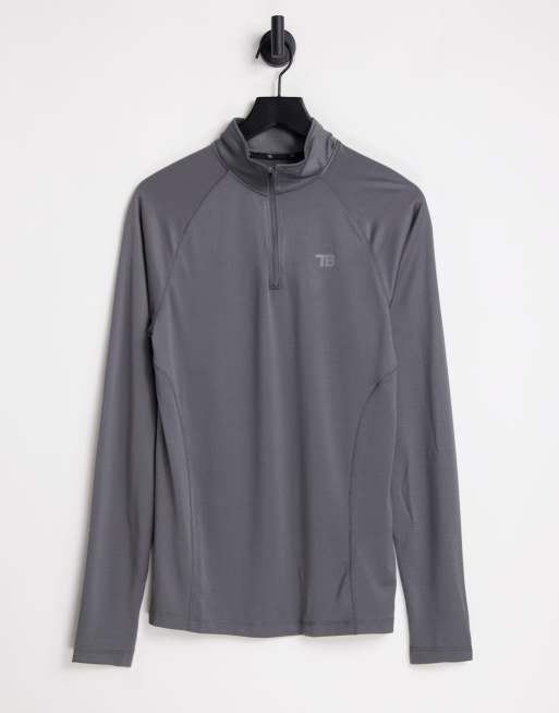 Threadbare Active half zip training top in charcoal