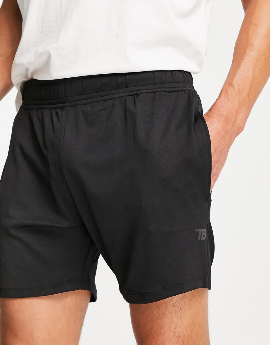 Threadbare Active mid length training shorts in black
