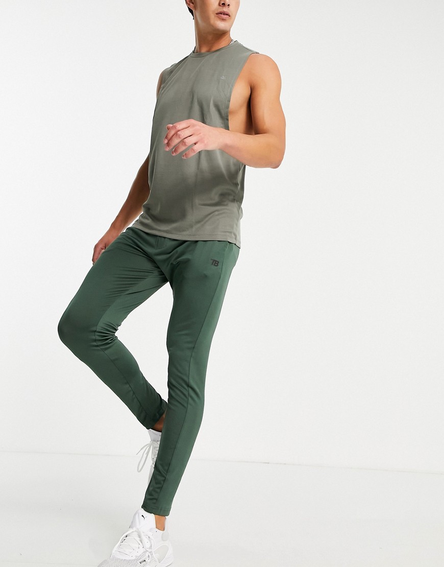 Threadbare Active super skinny training sweatpants in khaki-Green