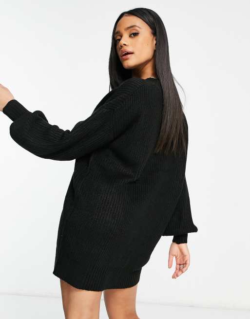 Black v clearance neck jumper dress