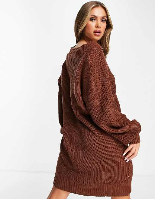 long v neck sweater dress