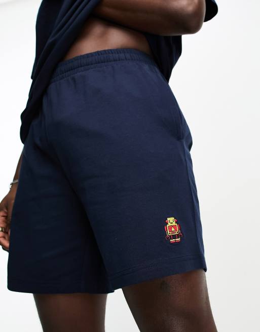 Threadbare – Allbrook – Lounge-Set mit Oversize-T-Shirt und Shorts in Marineblau mit aufgesticktem Roboter-Motiv, 2 von 4