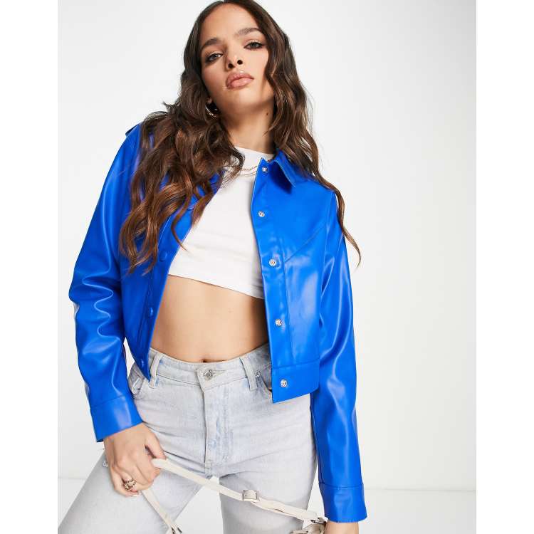 Royal blue outlet cropped jacket