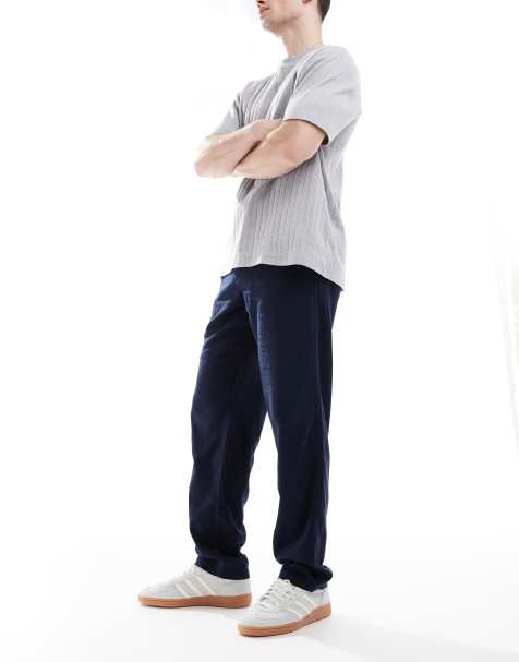 Threadbare 'annual' linen blend casual trousers in navy - view 1
