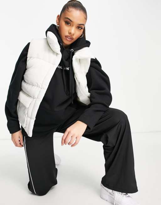 Threadbare Apple padded vest with borg in off-white | ASOS