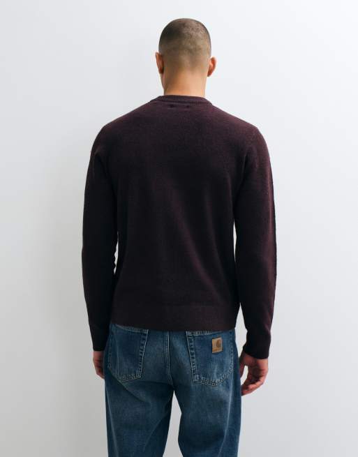 Threadbare argyle knitted crew neck jumper in burgundy, 5 of 5