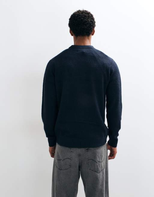 Threadbare argyle knitted crew neck jumper in navy, 5 of 5
