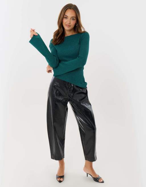 Threadbare Asymmetric knit jumper in teal, 4 of 5