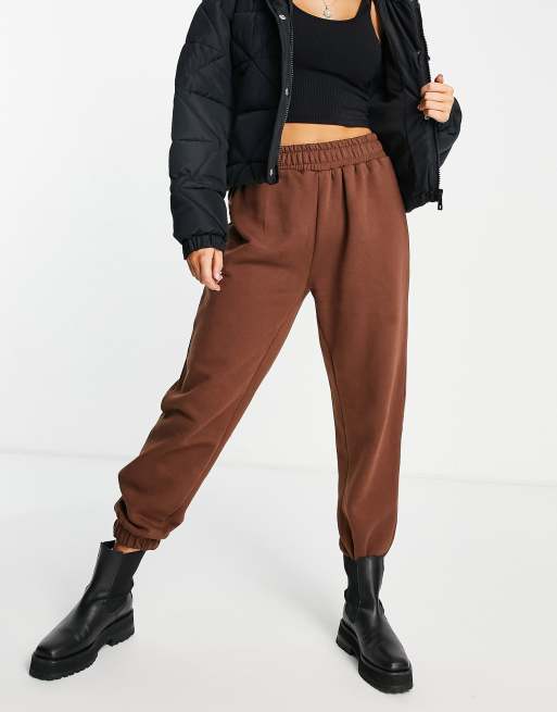 Threadbare Ava high waisted joggers co-ord in chocolate brown