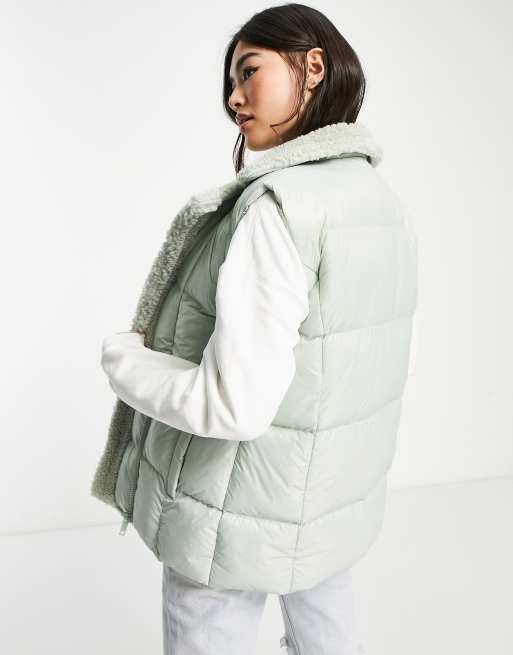 Threadbare Azza borg sherpa lined vest in sage green