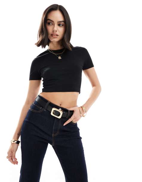 Threadbare baby crop tee in black - view 1
