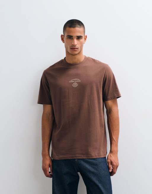Threadbare back print relaxed fit t-shirt in dark brown, 5 of 5