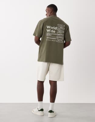 Threadbare Back Print T-shirt In Green