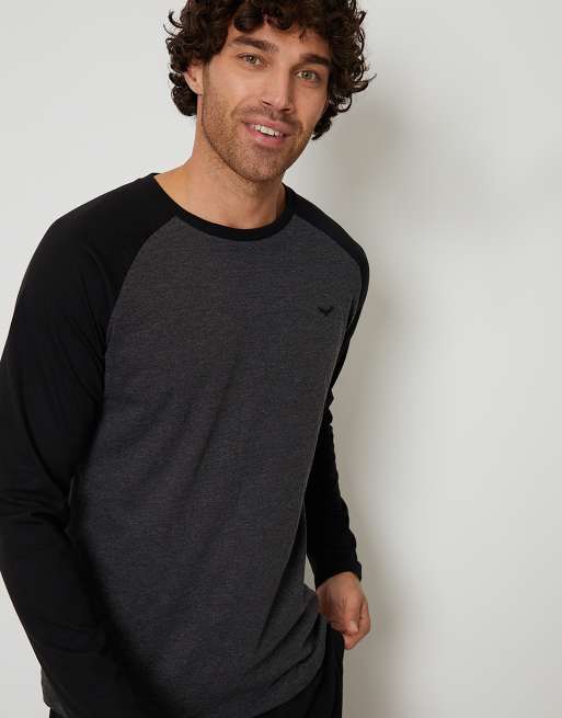Threadbare 'baddaway' cotton blend contrast sleeve pyjama set in black, 3 of 4