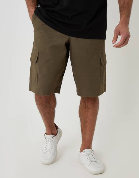 Threadbare Baggy fit cotton cargo shorts in khaki - view 1