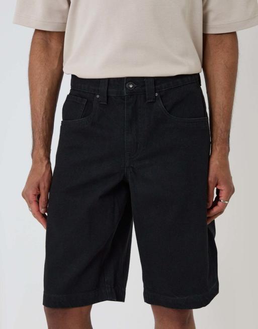 Threadbare Baggy fit denim shorts in black, 3 of 4