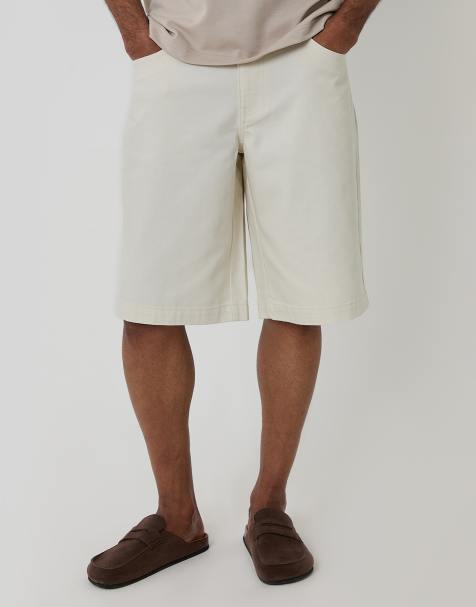 Threadbare Baggy fit denim shorts in natural - view 1