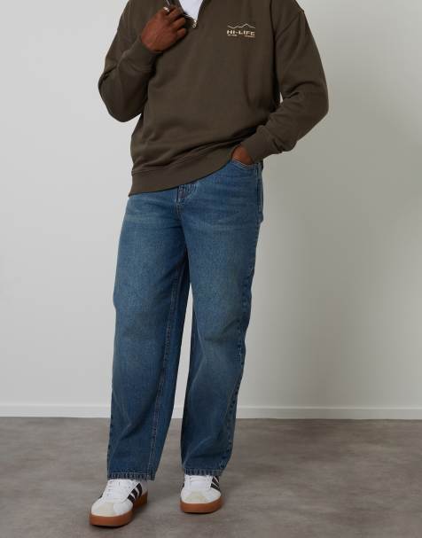 Threadbare Baggy fit jeans in mid blue