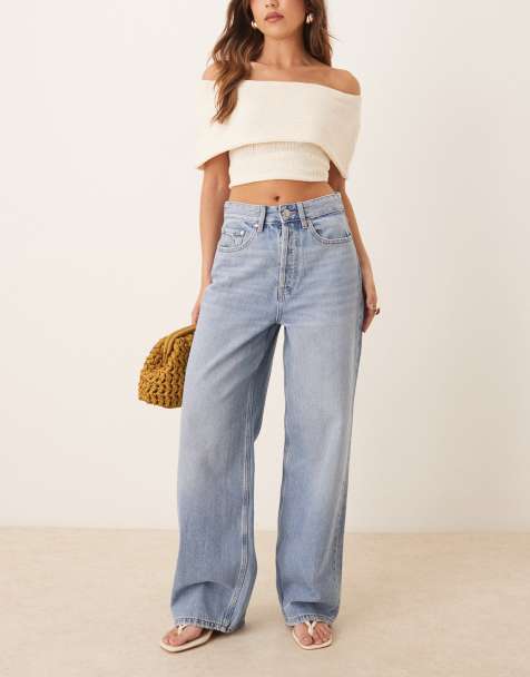 Threadbare Baggy wide leg jeans in light blue - view 1