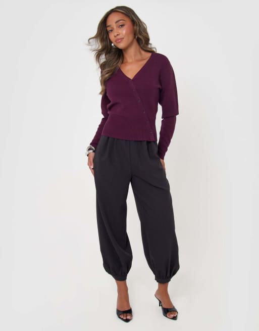 Threadbare Balloon trousers with button cuffs in dark grey, 5 of 5
