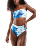 [Threadbare] Threadbare bandeau bikini set with high waist bottoms in blue tie dye 6 Blue Tie Dye
