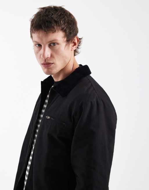 Threadbare – Barn-Jacke aus Canvas in Schwarz mit Reißverschluss vorne, 4 von 5