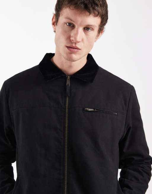 Threadbare – Barn-Jacke aus Canvas in Schwarz mit Reißverschluss vorne, 5 von 5