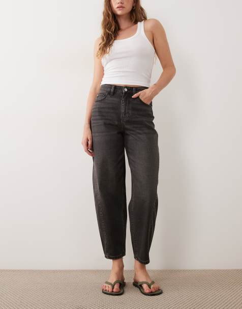 Threadbare barrel leg jean in black - view 1