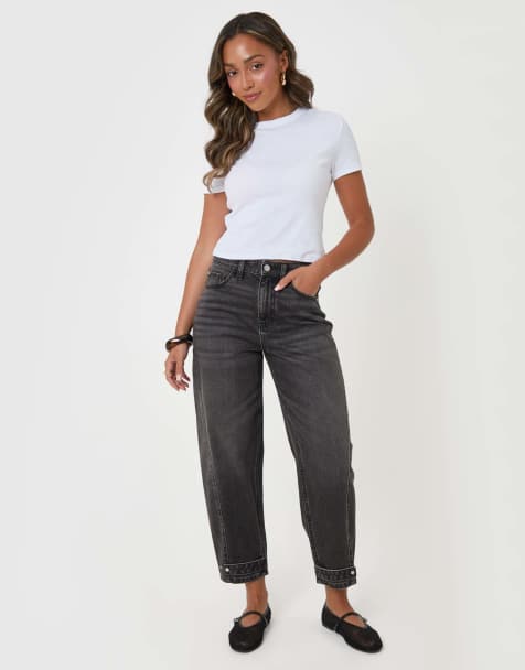 Threadbare Barrel leg jeans in black in black - view 1