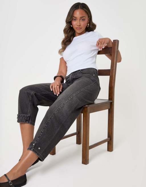 Threadbare Barrel leg jeans in black in black, 5 of 5