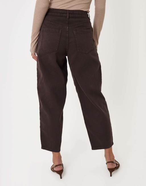 Threadbare Barrel leg jeans in chocolate brown, 4 of 5