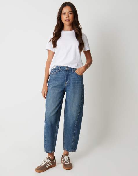 Threadbare Barrel leg jeans in mid blue - view 1