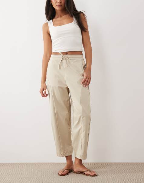 Threadbare barrel leg pants in stone - view 1