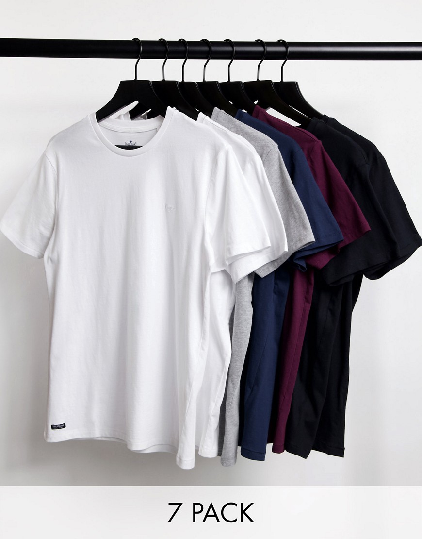 Threadbare basic 7 pack t-shirt in multi