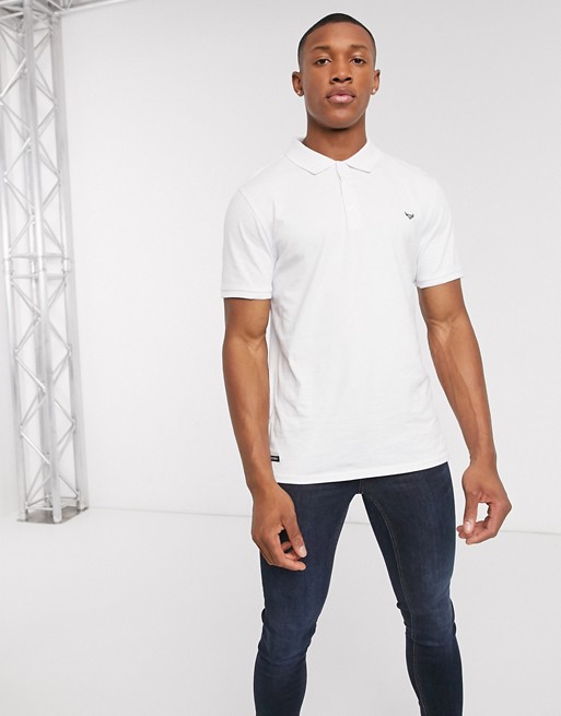 Threadbare basic muscle fit polo shirt in white