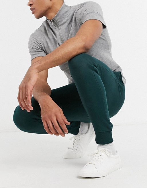 Threadbare basic slim fit jogger co-ord in forest green