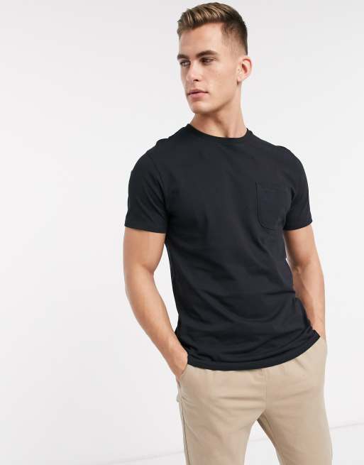 Threadbare basic tshirt with pocket in black ASOS