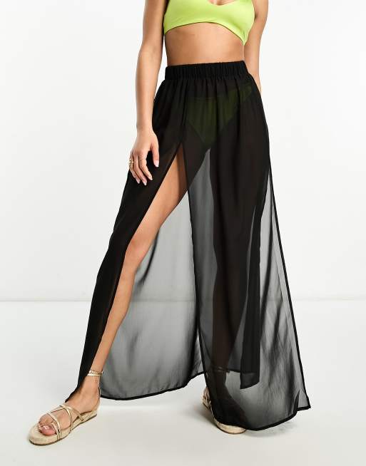 Black maxi skirt beach hotsell