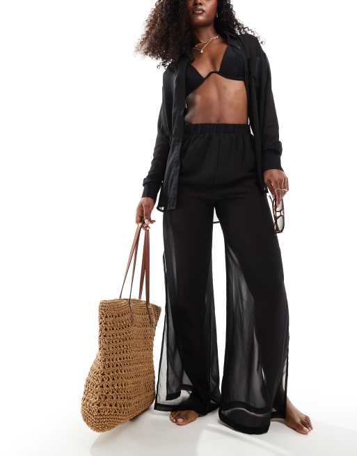 Black beachwear trousers hotsell