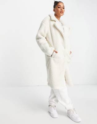 Threadbare - Bear - Cappotto in pile borg oversize color crema