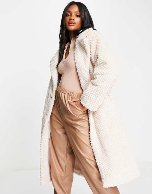 Threadbare - Bear - Giacca oversize in pelliccia sintetica color pietra