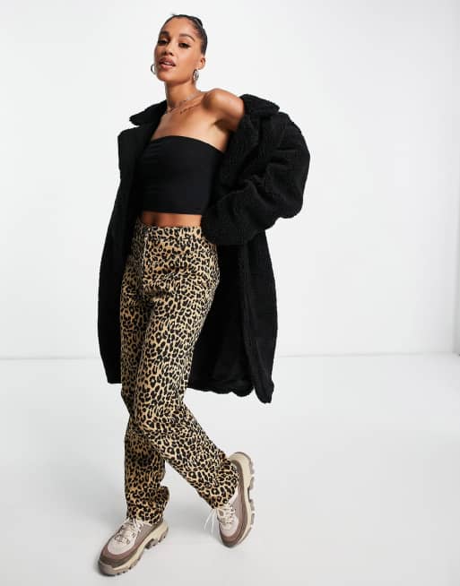 Threadbare Bear oversized borg coat in black