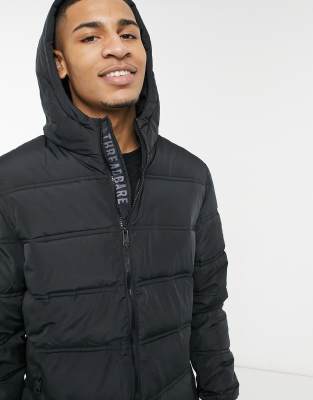 Threadbare beechwood padded jacket in black