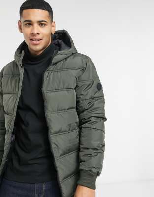 Threadbare Beechwood padded jacket in khaki-Green