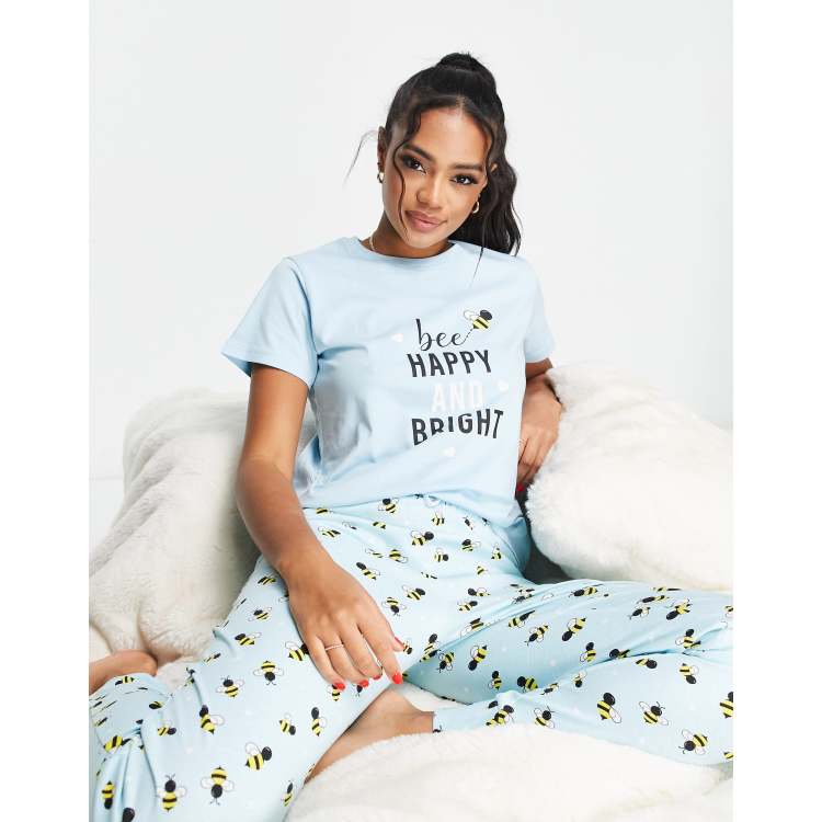 Threadbare bees long pajamas in light blue