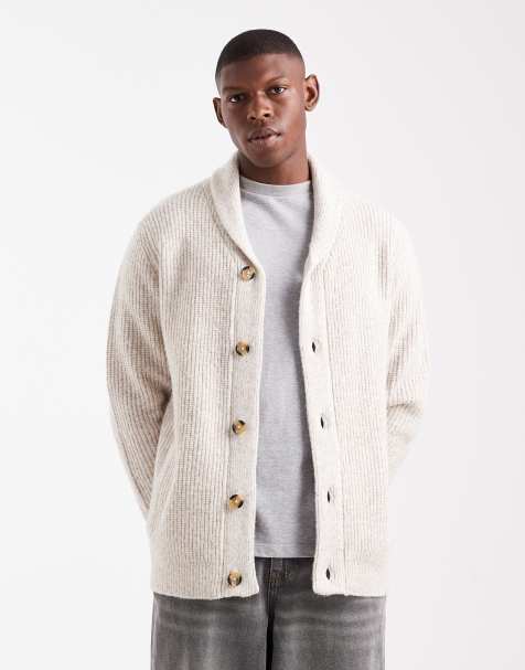 Threadbare - Beige cardigan med sjalsdetalje - view 1