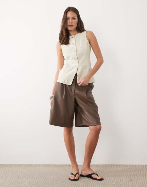 Threadbare - Beige denimvest med rund hals, 2 af 4