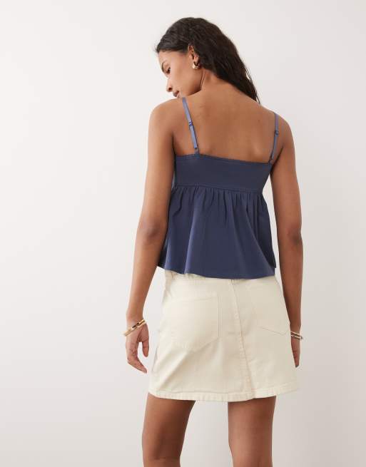 Threadbare - Beige mininederdel i denim, 5 af 5
